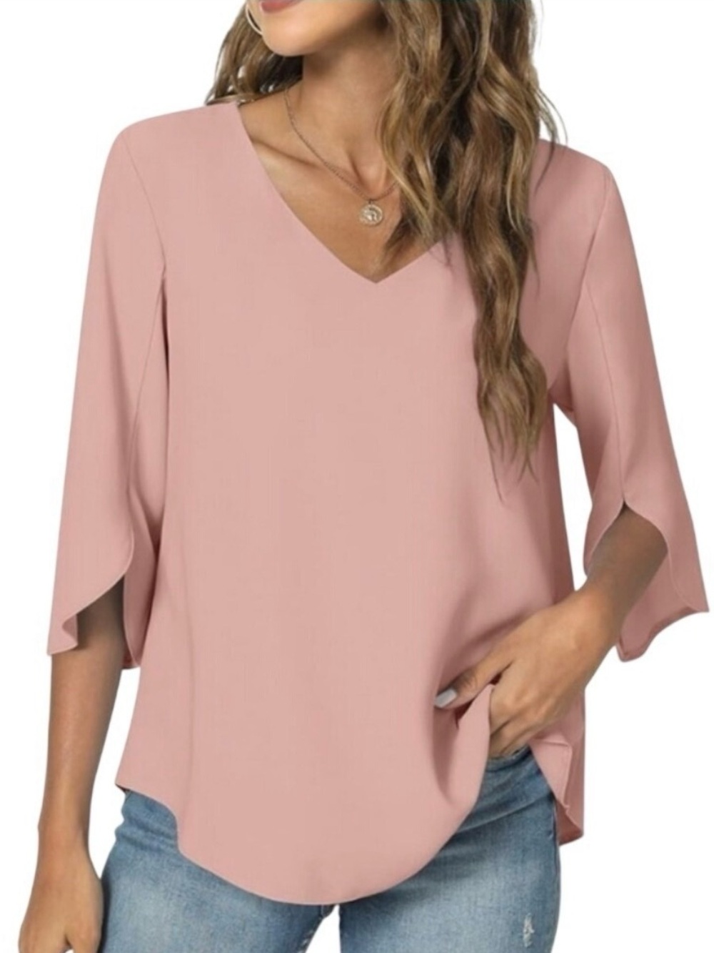 TAOHUADAO Vneck Split Sleeve Blouse Size XL
